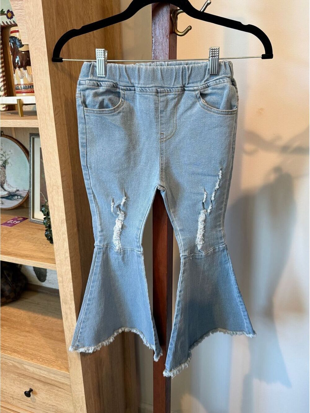 Girls 6-7Y Light Blue Distressed Flared Jeans